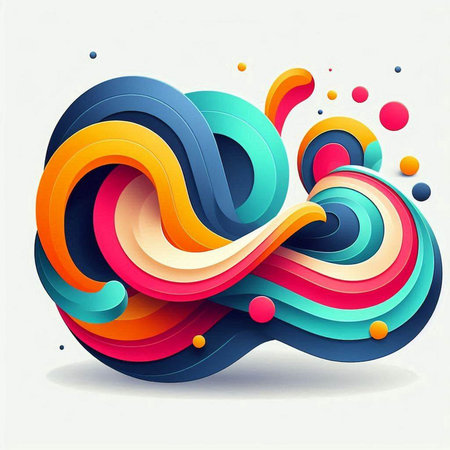 Abstract colorful background with 3d paper cut shapes. Vector illustration.のイラスト素材