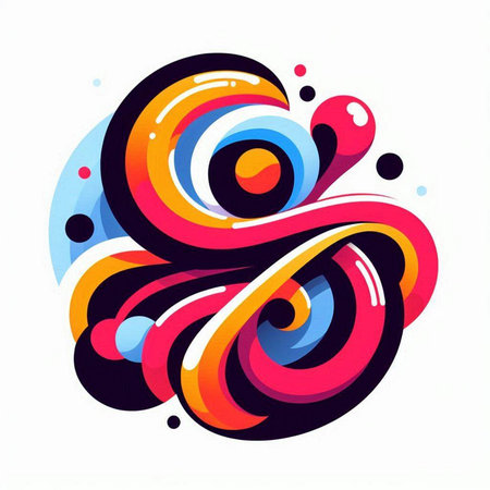 abstract colorful background with swirls and circles, vector illustration.のイラスト素材