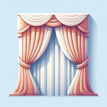 Curtains on a blue background. 3d render illustration.のイラスト素材