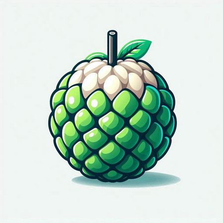 Custard apple fruit vector illustration isolated on white background. Custard apple icon.のイラスト素材