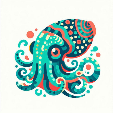 Octopus vector illustration. Hand drawn octopus in doodle style.のイラスト素材