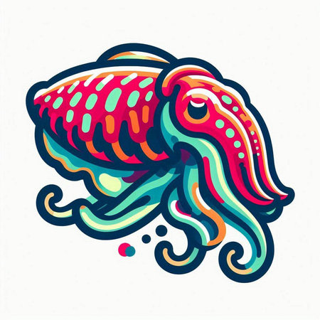 Colorful hand drawn octopus. Vector illustration on white background.のイラスト素材