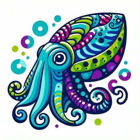 Octopus. Colorful vector illustration. Isolated on white background.のイラスト素材