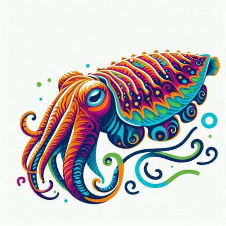 Octopus. Colorful vector illustration on white background. Isolated.のイラスト素材