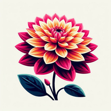 Beautiful dahlia flower on a light background. Vector illustration.のイラスト素材
