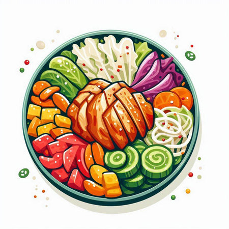 Illustration of japanese food on the plate. Vector illustration.のイラスト素材