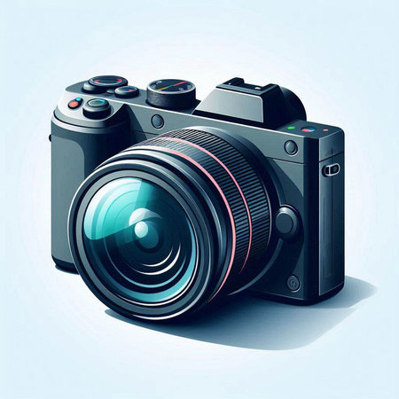 digital camera on blue background, illustration in vector format very easy to editのイラスト素材