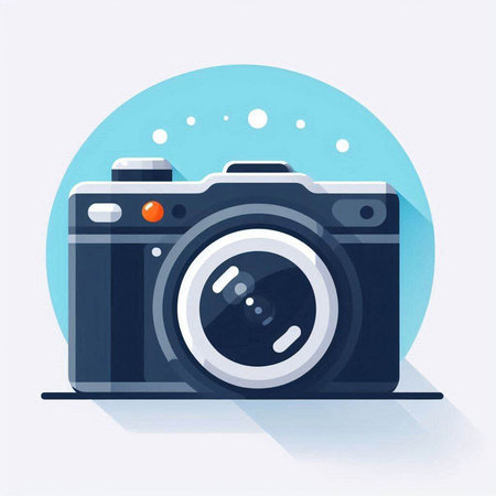 Camera icon. Vector illustration. Flat design style with long shadow.のイラスト素材
