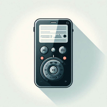 Illustration of a modern black mp3 player with long shadow.のイラスト素材