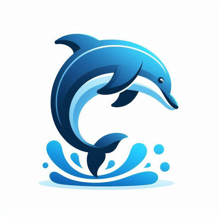Dolphin jumping out of the water, vector logo design template.のイラスト素材