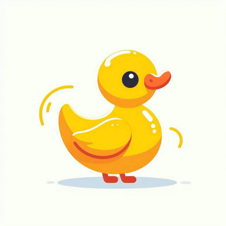 Yellow rubber duck isolated on white background. Cute vector illustration.のイラスト素材