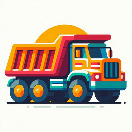 Dump truck. Colorful vector illustration on a white background.のイラスト素材