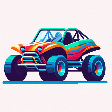 Illustration of a multicolored monster truck. Vector illustration.のイラスト素材