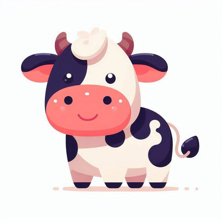 Cute cartoon cow. Farm animal. Vector illustration in a flat styleのイラスト素材