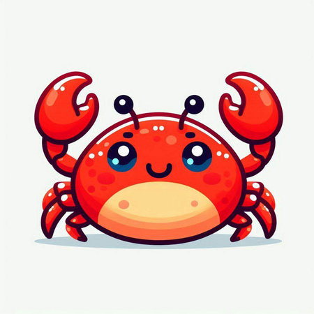 Cute cartoon red crab. Vector illustration isolated on white background.のイラスト素材