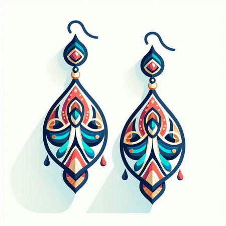 Jewelry design element. Vector illustration of earrings in ethnic style.のイラスト素材
