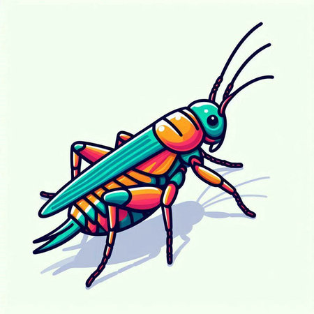 colorful grasshopper on a white background. Vector illustration.のイラスト素材
