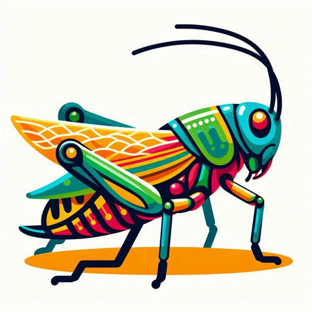 Colorful grasshopper isolated on white background. Vector illustration.のイラスト素材