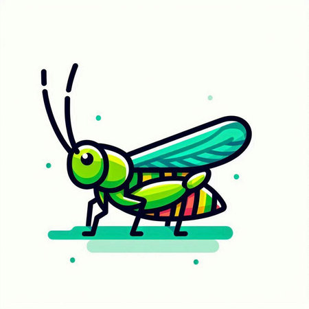Cute cartoon grasshopper. Vector illustration isolated on white background.のイラスト素材