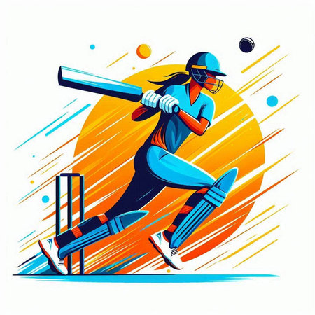 Cricket player batsman in action vector cartoon illustration graphic designのイラスト素材