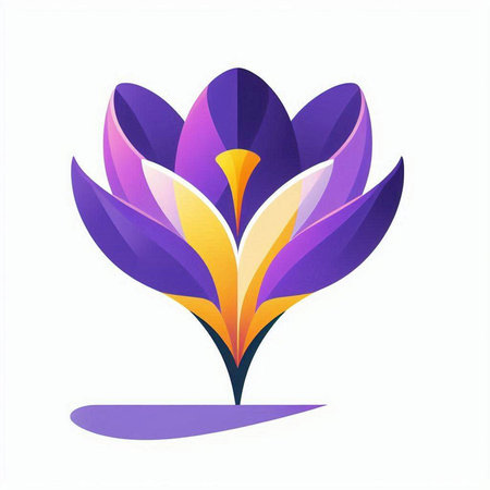 Purple crocus flower vector icon. Illustration isolated on white backgroundのイラスト素材