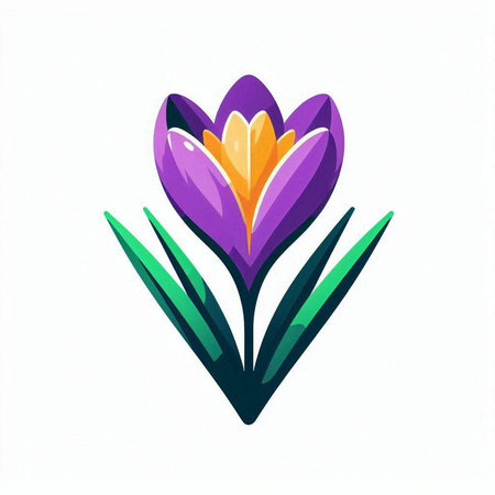 vector illustration of a crocus flower in the form of a heartのイラスト素材