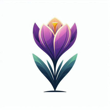Beautiful crocus flower icon. Vector illustration isolated on white background.のイラスト素材