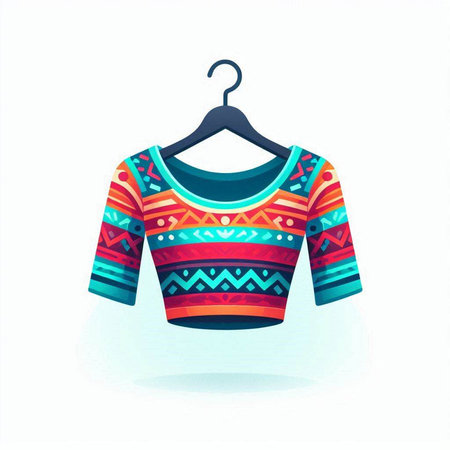 Vector illustration of colorful sweater on a hanger isolated on white backgroundのイラスト素材