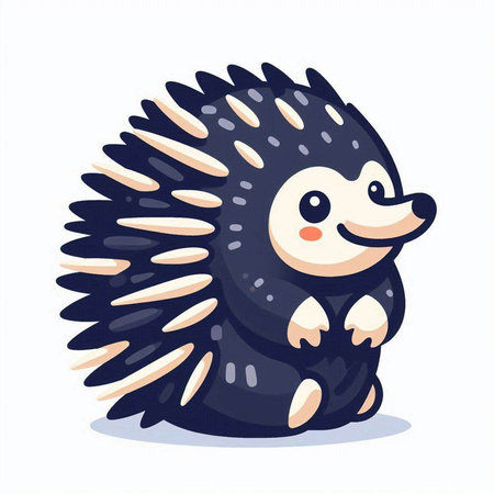 Cute cartoon hedgehog. Vector illustration isolated on white background.のイラスト素材