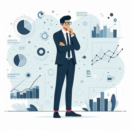 Businessman talking on the phone. The concept of a successful business. Vector illustration.のイラスト素材