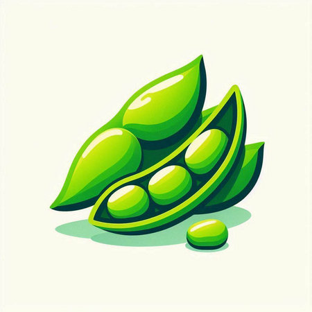 Fresh green peas on a light background. Vector illustration. Eps 10のイラスト素材