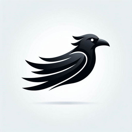 Black crow icon on a gray background. Vector illustration for your designのイラスト素材