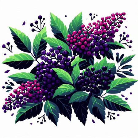 Bunch of berries with leaves. Vector illustration for your design.のイラスト素材