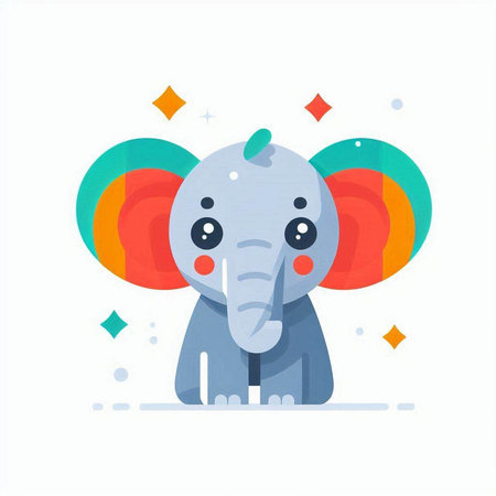 Cute elephant vector illustration. Cute animal in flat style.のイラスト素材
