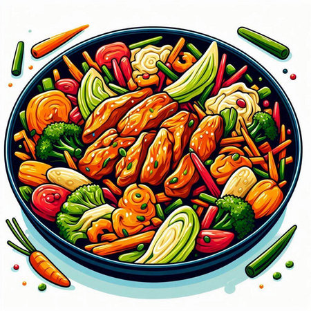Vegetable salad in a bowl. Vector illustration in cartoon style.のイラスト素材
