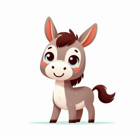 Cute cartoon donkey. Vector illustration isolated on a white background.のイラスト素材