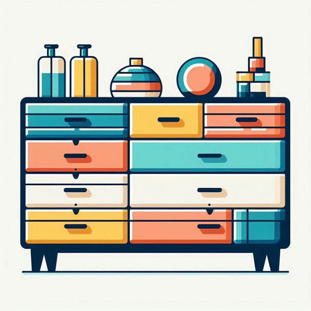 Furniture in a flat style. Furniture for the kitchen. Vector illustration.のイラスト素材