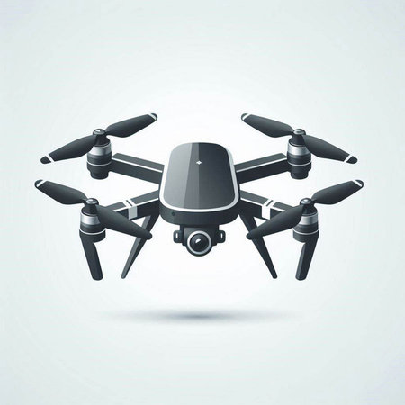 Drone with action camera on a white background. Vector illustration.のイラスト素材