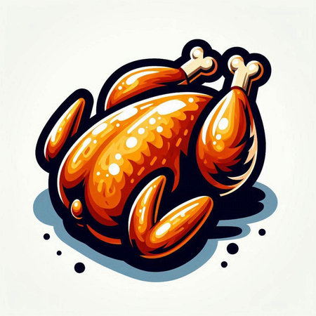 Roasted turkey on white background. Vector illustration for your design.のイラスト素材