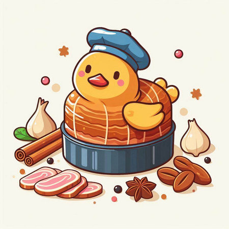 Chicken and ingredients for cooking on a light background. Vector illustration.のイラスト素材