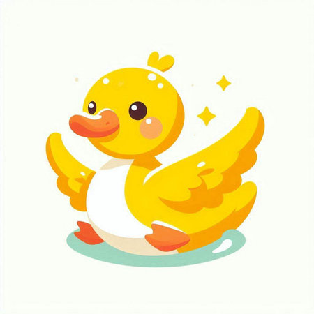 Cute yellow duck isolated on a white background. Vector illustration.のイラスト素材