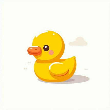 Cute yellow rubber duck isolated on white background. Vector illustration.のイラスト素材