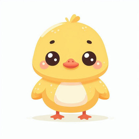 Cute cartoon baby duckling. Vector illustration isolated on white background.のイラスト素材