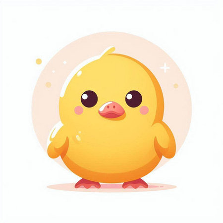 Cute little yellow chicken isolated on white background. Vector illustration.のイラスト素材