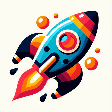 Rocket icon. Vector illustration in flat style. Isolated on white background.のイラスト素材
