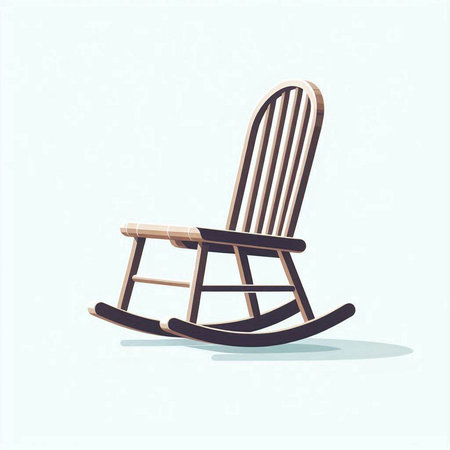 Wooden rocking chair isolated on light blue background. Vector illustration.のイラスト素材