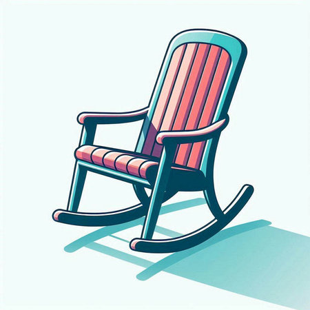 Illustration of a rocking chair with shadow on a light blue backgroundのイラスト素材