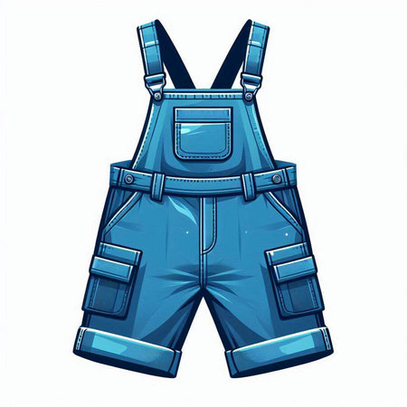 Blue overalls with pockets on a white background. Vector illustration.のイラスト素材