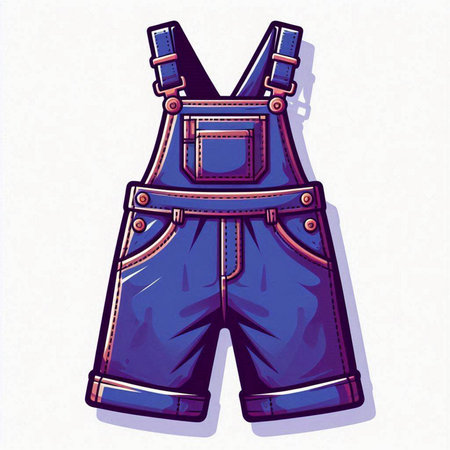Denim overalls with pockets. Vector illustration on white background.のイラスト素材