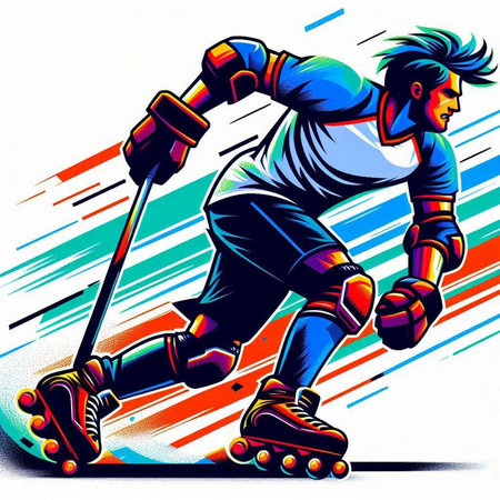 Roller skating. Vector illustration ready for vinyl cutting or t-shirt printing.のイラスト素材